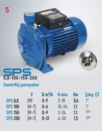 SPS 0,8-100-150-200 Serisi Pompalar SPS 100-150-200