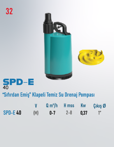 SPD-E 40 Serisi Pompalar